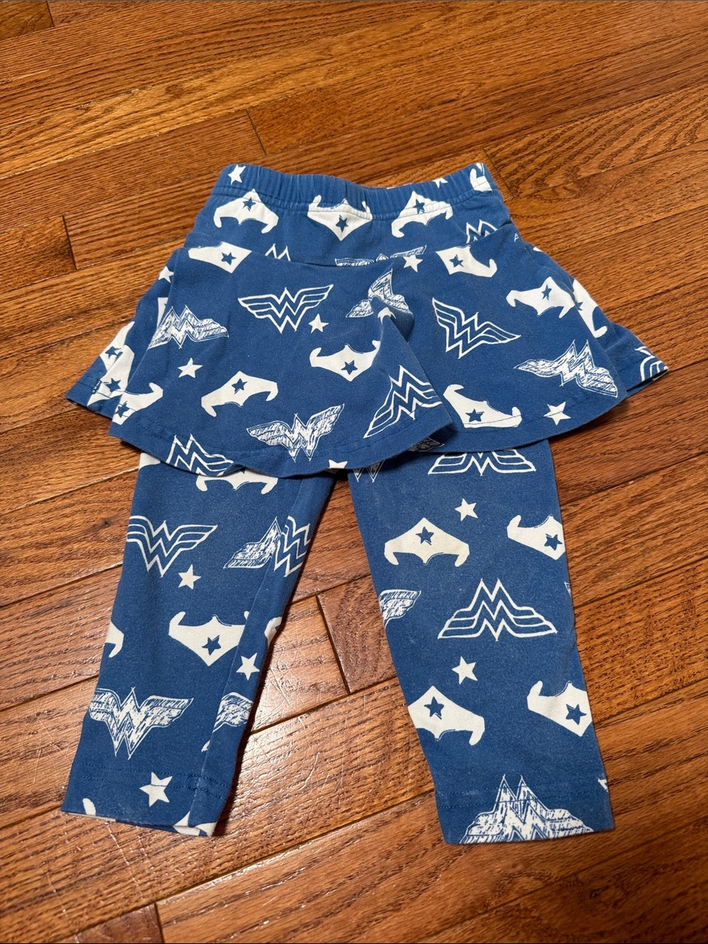 Blue DC Wonder Woman Skirted Leggings - White Logo Print 18-24m